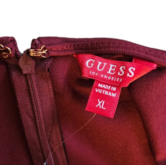 Guess womens XL mini dress NWOT. Maroon lace up front and back zipper. - Picture 10 of 12